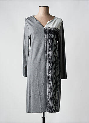 Robe mi-longue manches longues manches longues gris MALOKA femme
