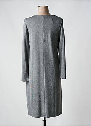Robe mi-longue manches longues manches longues gris MALOKA femme
