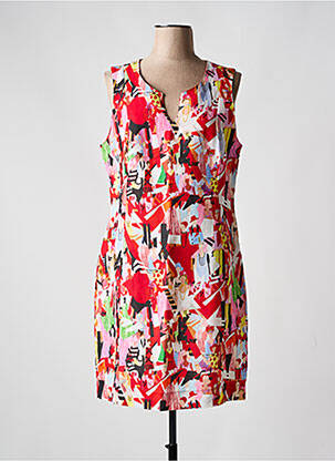 Robe mi-longue imprimé fantaisie sans manche rouge MALOKA femme