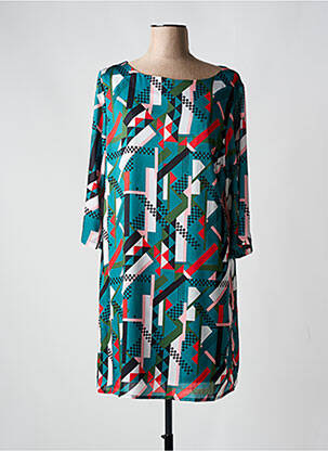 Robe courte fermeture zippée au dos manches longues vert VEGA'S femme