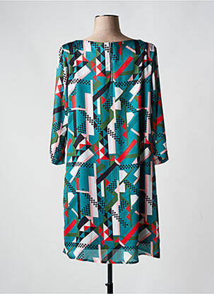 Robe courte fermeture zippée au dos manches longues vert VEGA'S femme