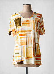 T-shirt imprimé fantaisie manches courtes orange QUATRE VINGT JOURS femme