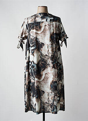 Robe mi-longue imprimé fantaisie manches courtes gris BELLA BLUE femme