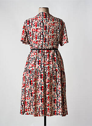 Robe mi-longue imprimé fantaisie manches courtes rouge BELLA BLUE femme