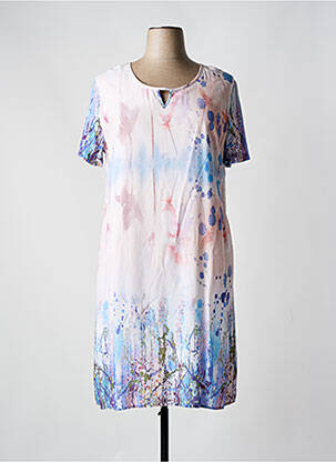 Robe mi-longue imprimé fantaisie manches courtes rose FIGURE LIBRE femme
