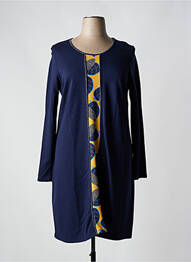 Robe mi-longue imprimé fantaisie manches longues bleu MALOKA femme
