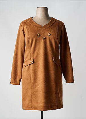Robe mi-longue manches 3/4 manches 3/4 marron FELINO femme