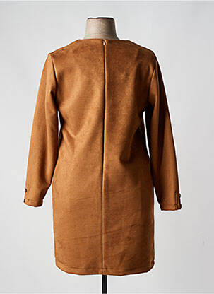 Robe mi-longue manches 3/4 manches 3/4 marron FELINO femme