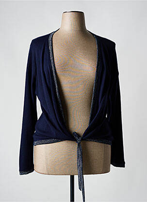 Gilet manches longues resserrée sur le bas bleu MALOKA femme