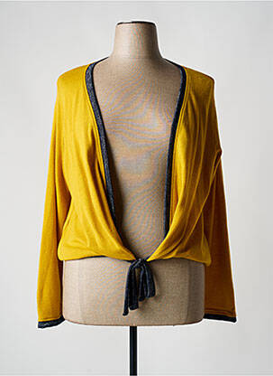 Gilet manches longues resserrée sur le bas jaune MALOKA femme