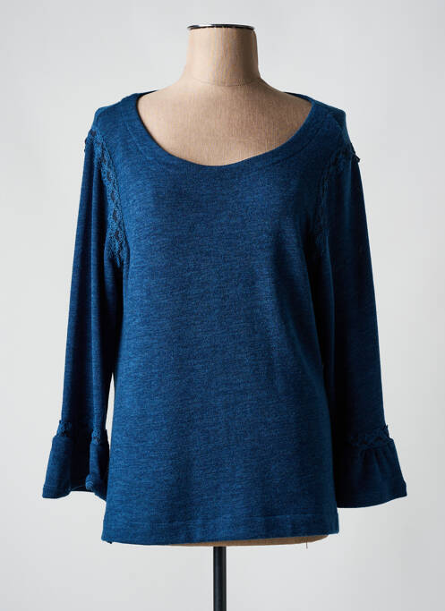 Pull tissage chiné manches longues bleu MALOKA femme
