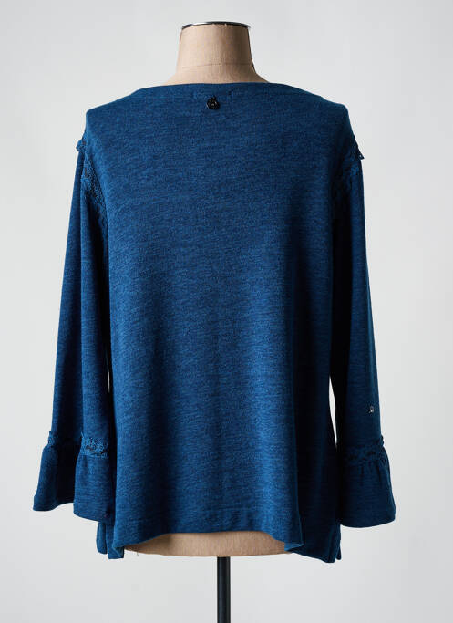 Pull tissage chiné manches longues bleu MALOKA femme