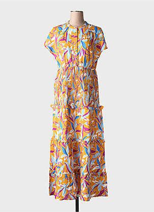 Robe longue manches courtes manches courtes orange AN' GE femme