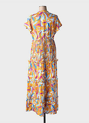 Robe longue manches courtes manches courtes orange AN' GE femme
