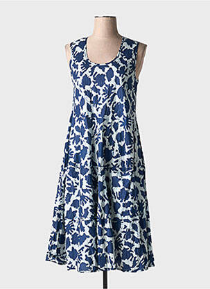 Robe mi-longue imprimé fantaisie sans manche bleu DRESS ADDICT femme