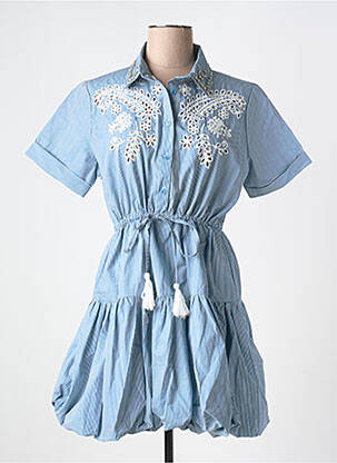 Robe courte manches courtes manches courtes bleu AN' GE femme