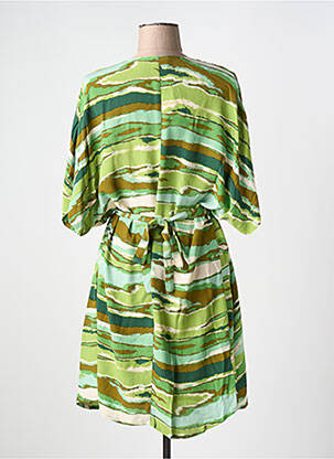 Robe mi-longue coupe fluide manches courtes vert AN' GE femme