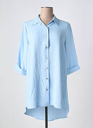 Tunique manches longues col chemisier bleu MARINA V femme