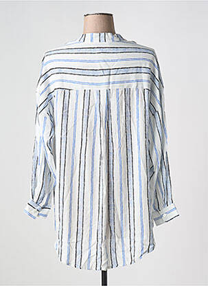 Tunique manches longues tissage crêpe bleu MARINA V femme