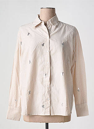 Chemisier coupe droite manches longues beige AN' GE femme