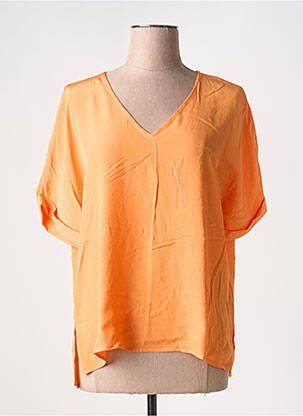 Top coupe fluide manches courtes orange MARINA V femme
