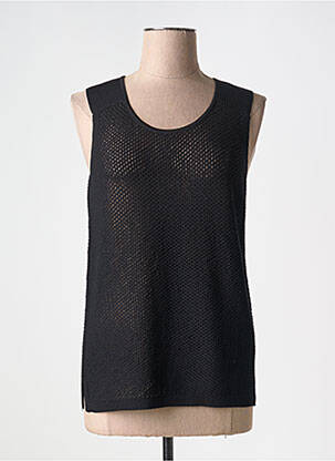 Pull maille ajourée sans manche noir MARINA V femme