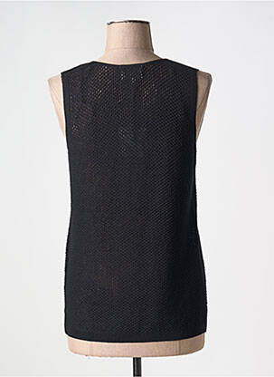 Pull maille ajourée sans manche noir MARINA V femme
