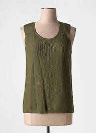 Pull maille ajourée sans manche vert MARINA V femme