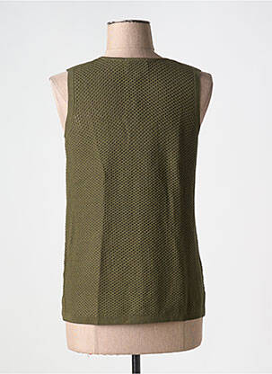 Pull maille ajourée sans manche vert MARINA V femme