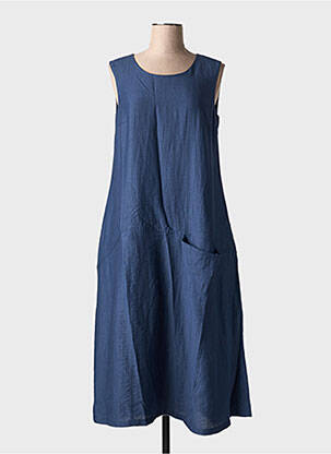 Robe mi-longue sans manche sans manche bleu ORTO BOTANICO femme