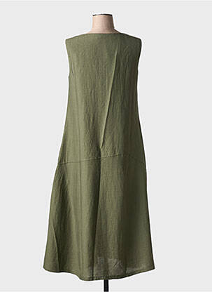 Robe mi-longue tissage crêpe sans manche vert ORTO BOTANICO femme