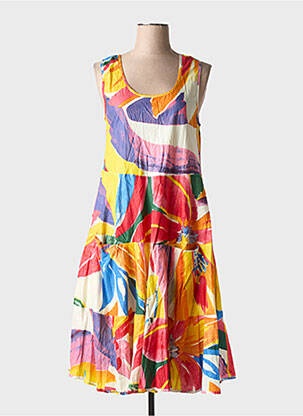 Robe mi-longue coupe évasée sans manche orange DRESS ADDICT femme