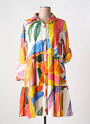 Robe courte coupe évasée manches longues orange DRESS ADDICT femme