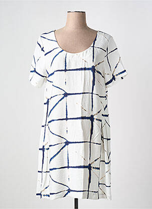 Robe mi-longue coupe fluide manches courtes blanc KOKOMARINA femme