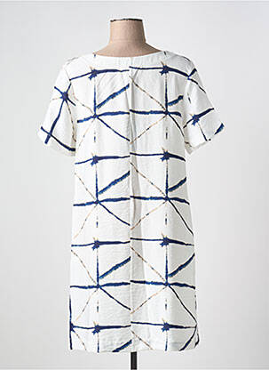 Robe mi-longue coupe fluide manches courtes blanc KOKOMARINA femme