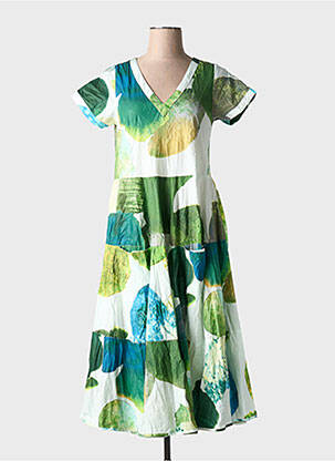 Robe mi-longue vert LAURA EN ROBE pour femme