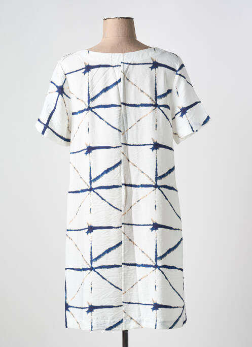 Robe mi-longue imprimé fantaisie manches courtes blanc KOKOMARINA femme