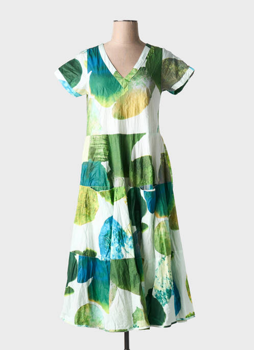 Robe mi-longue vert LAURA EN ROBE pour femme