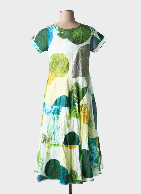 Robe mi-longue vert LAURA EN ROBE pour femme