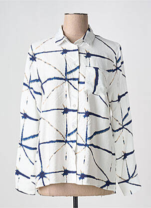 Chemisier imprimé fantaisie manches longues blanc KOKOMARINA femme