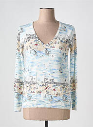 Pull coupe cintrée manches longues blanc LEO & UGO femme