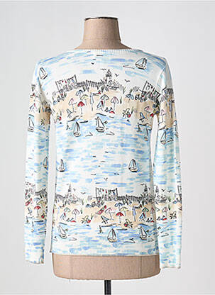 Pull coupe cintrée manches longues blanc LEO & UGO femme