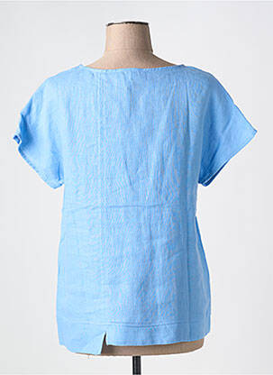 Blouse col rond manches courtes bleu ORTO BOTANICO femme