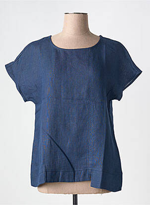 Blouse col rond manches courtes bleu fonce ORTO BOTANICO femme
