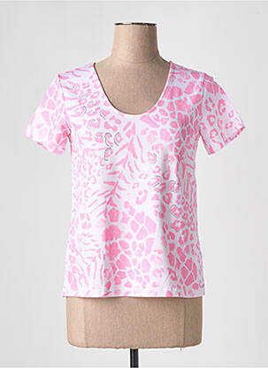 T-shirt imprimé fantaisie manches courtes rose LEO & UGO femme