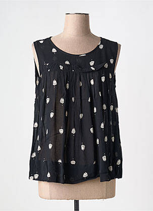 Top imprimé fantaisie sans manche noir MASAI femme