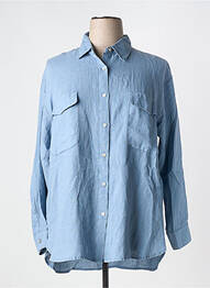 Chemisier coupe droite manches longues bleu ORTO BOTANICO femme