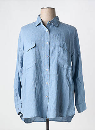 Chemisier coupe droite manches longues bleu ORTO BOTANICO femme