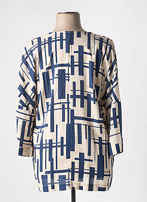 Blouse tissage popeline manches 3/4 bleu ORTO BOTANICO femme