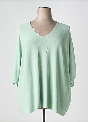 Pull coupe droite manches 3/4 vert C'MELODIE femme